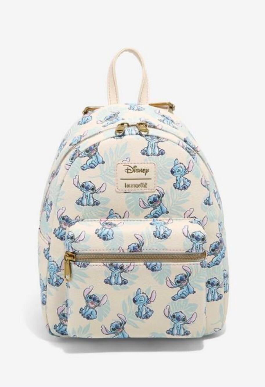 Disney Loungefly Lilo & Stitch Tropical Mini Backpack Cream Blue Authentic